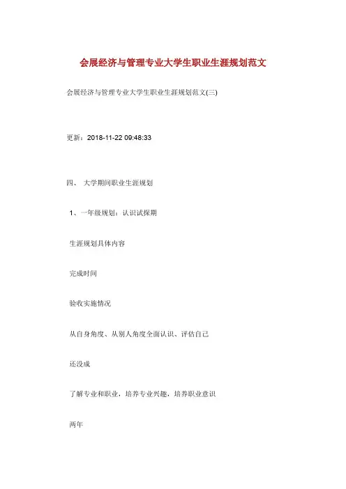 会展经济与管理专业大学生职业生涯规划.doc