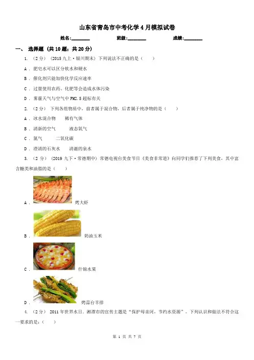 山东省青岛市中考化学4月模拟试卷