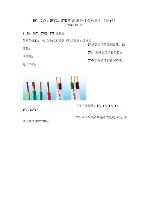 BV、BVV、BVVB、BVR电源线是什么意思