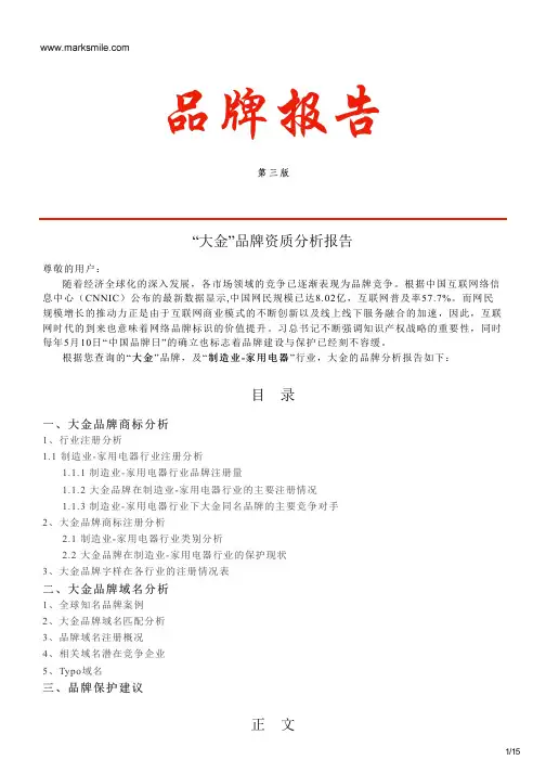 大金的品牌资质分析报告