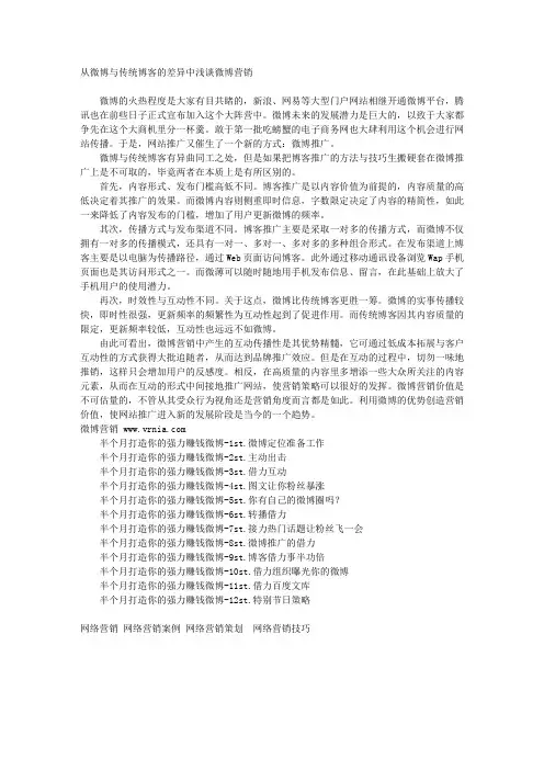 从微博与传统博客的差异中浅谈微博营销