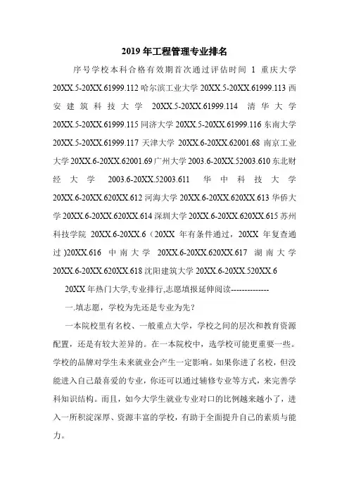 2019年工程管理专业排名.doc