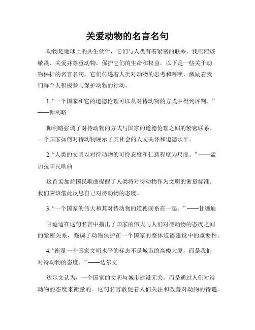 关爱动物的名言名句