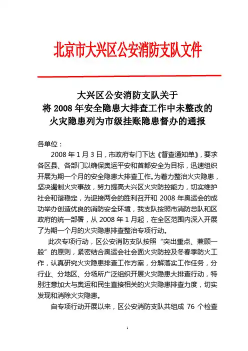 北京市大兴区公安消防支队文件
