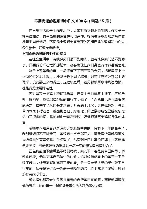 不期而遇的温暖初中作文800字（精选45篇）