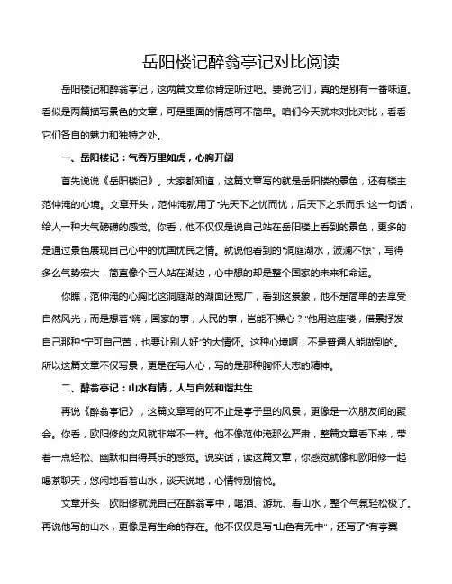 岳阳楼记醉翁亭记对比阅读