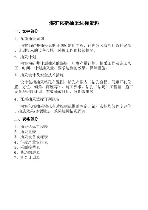 煤矿瓦斯抽采资料