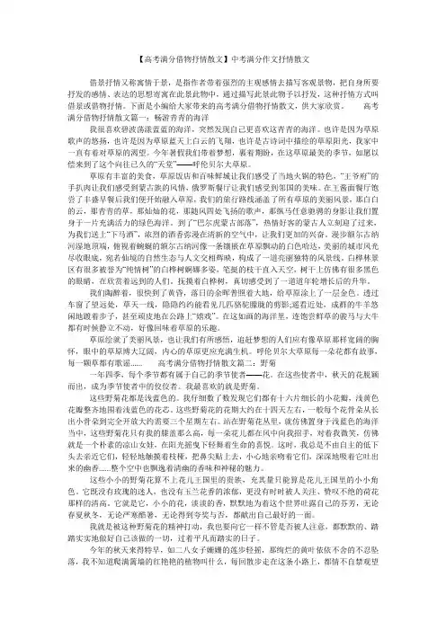【高考满分借物抒情散文】中考满分作文抒情散文