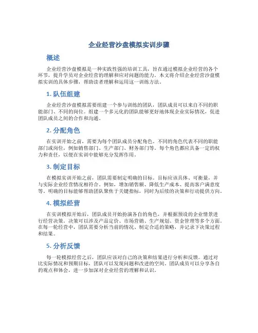 企业经营沙盘模拟实训步骤