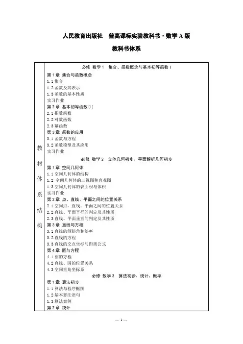 普通高中课程标准教科书数学