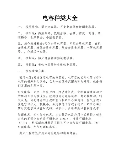 电容种类大全 
