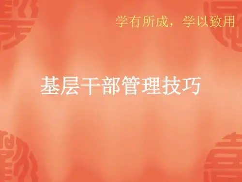基层干部管理技巧讲义(PPT46张)