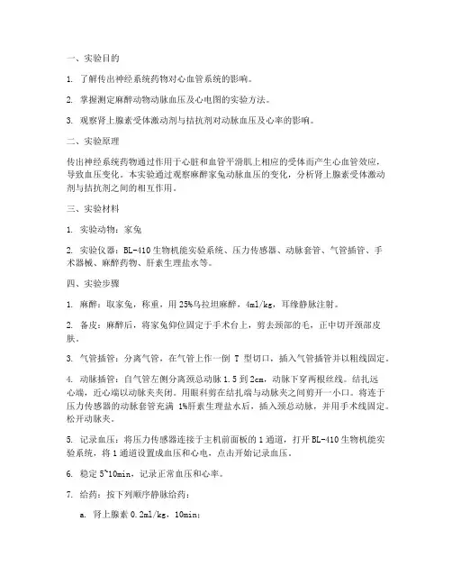 药理学心血管实验报告