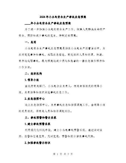 2024年小水电安全生产事故应急预案(2篇)