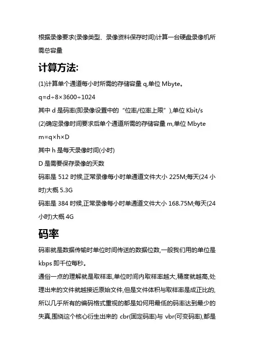 硬盘录像机的存储计算