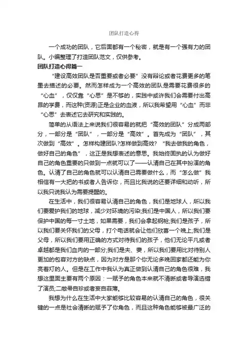 团队打造心得_工作心得体会_