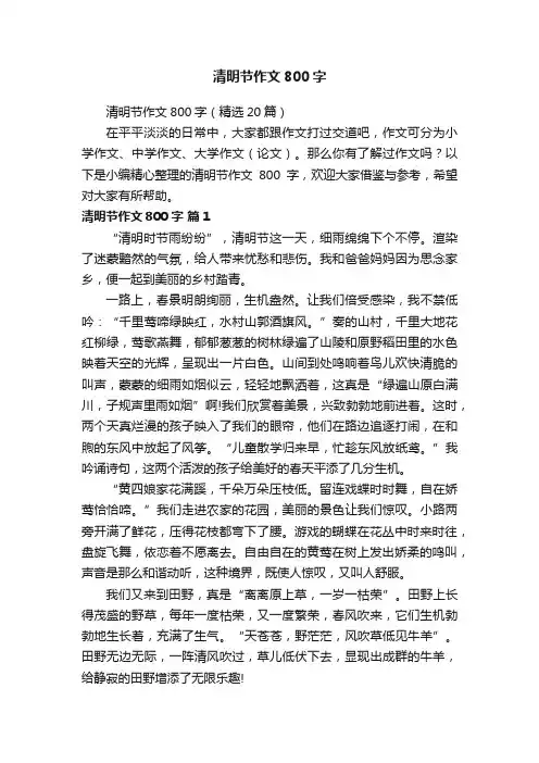清明节作文800字（精选20篇）