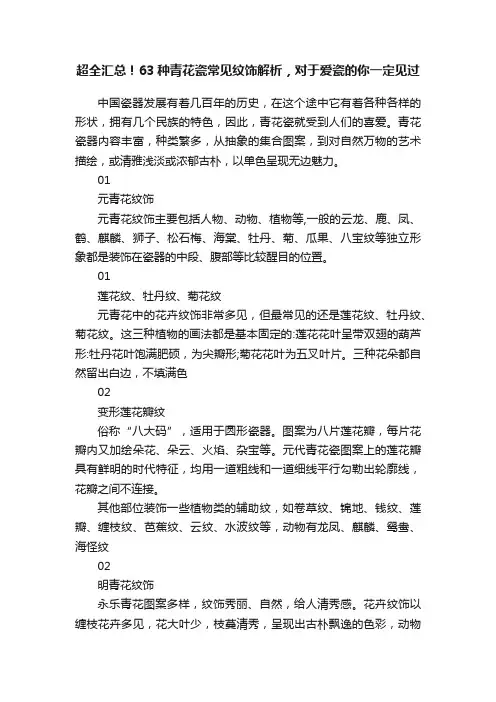超全汇总！63种青花瓷常见纹饰解析，对于爱瓷的你一定见过