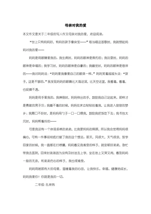 小学二年级写人作文：母亲对我的爱