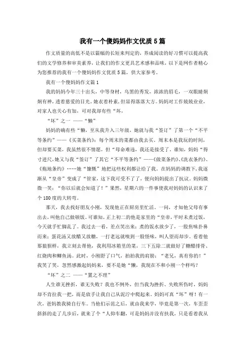 我有一个傻妈妈作文优质5篇