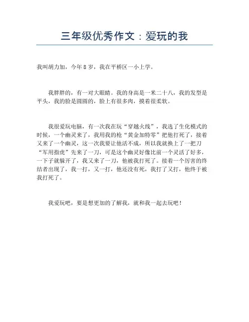 三年级优秀作文：爱玩的我【小学三年级精品作文】