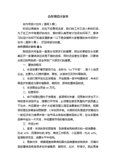 合作项目计划书