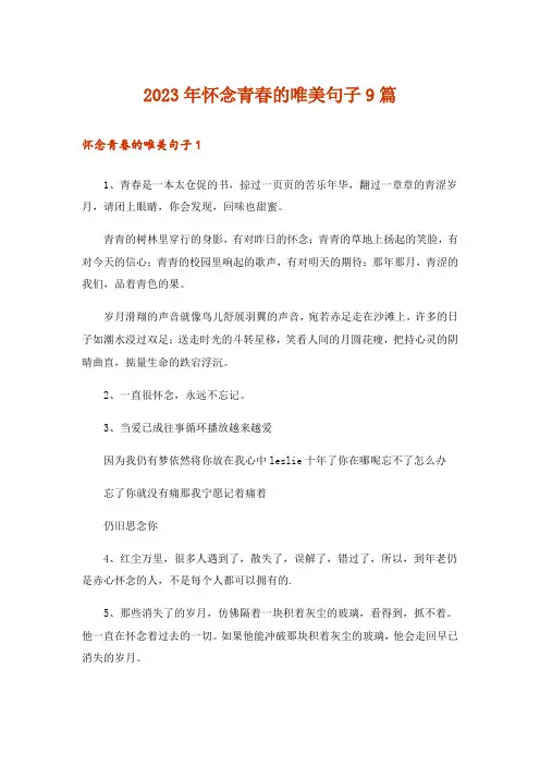 2023年怀念青春的唯美句子9篇_1