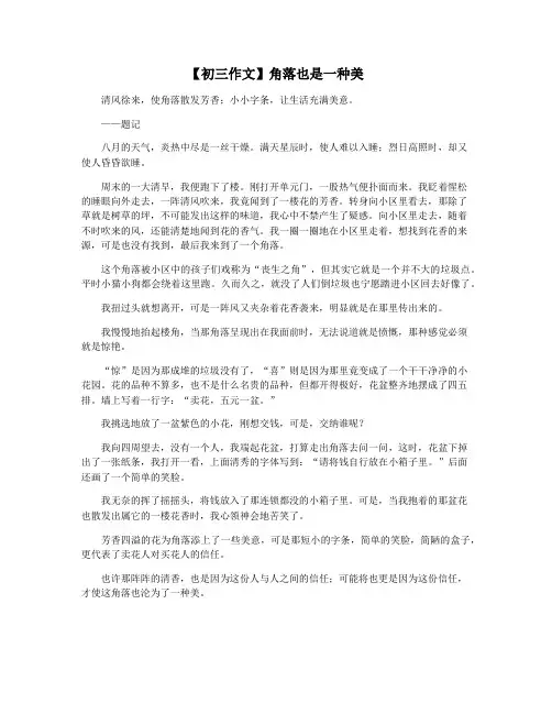 【初三作文】角落也是一种美
