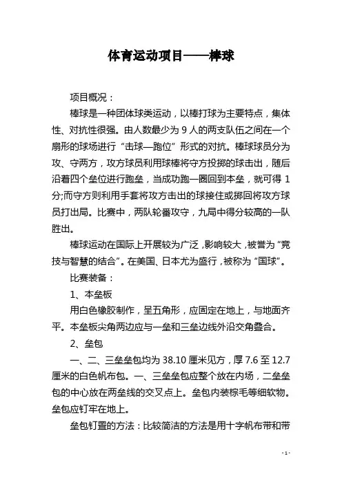 体育运动项目——棒球