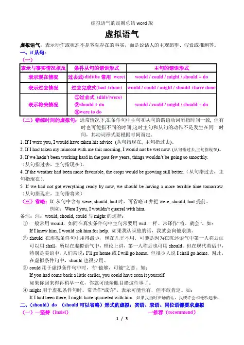 虚拟语气的规则总结word版
