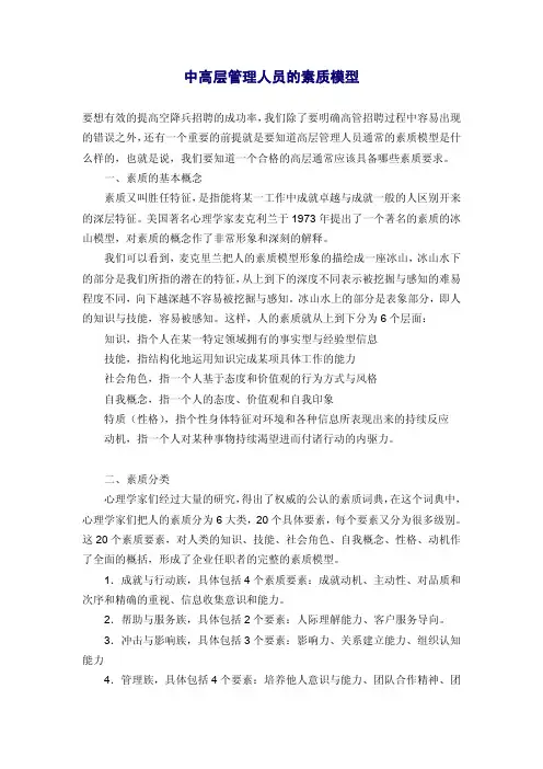 领导力素质模型资料