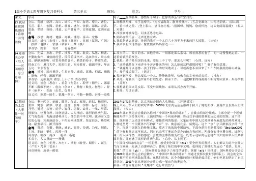 7S版小学语文四年级下复习资料七