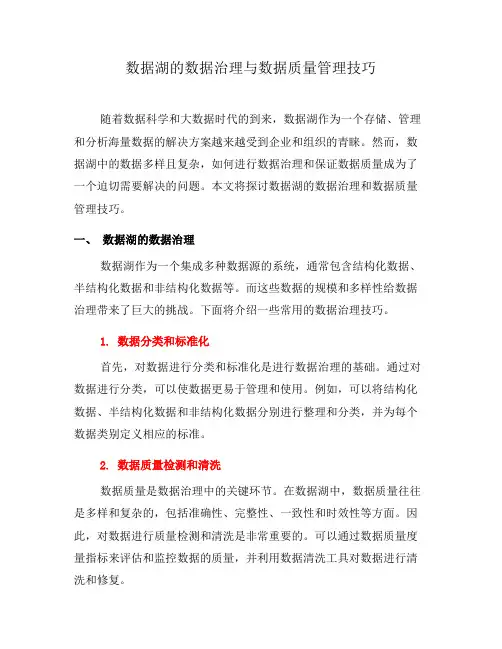 数据湖的数据治理与数据质量管理技巧(一)