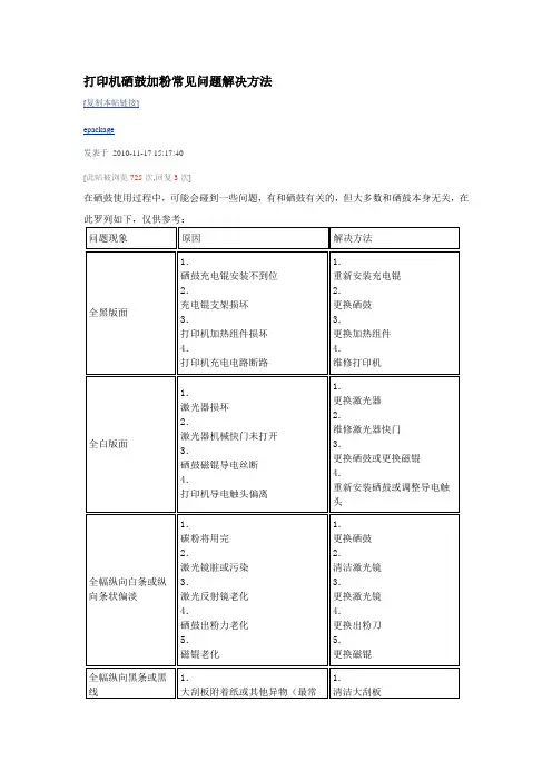 打印机硒鼓加粉常见问题解决方法
