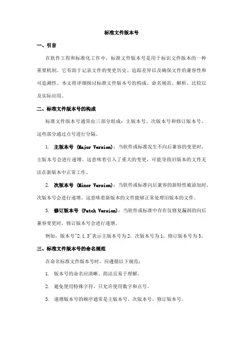标准文件版本号