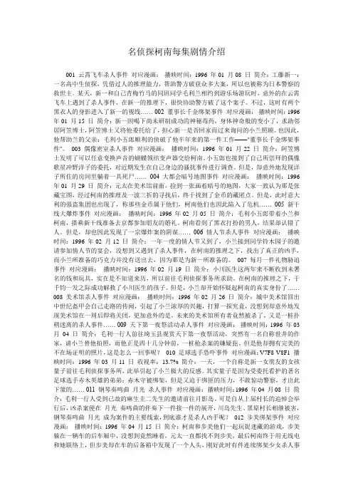 名侦探柯南每集剧情介绍