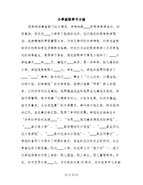 小学挂职学习小结（2篇）