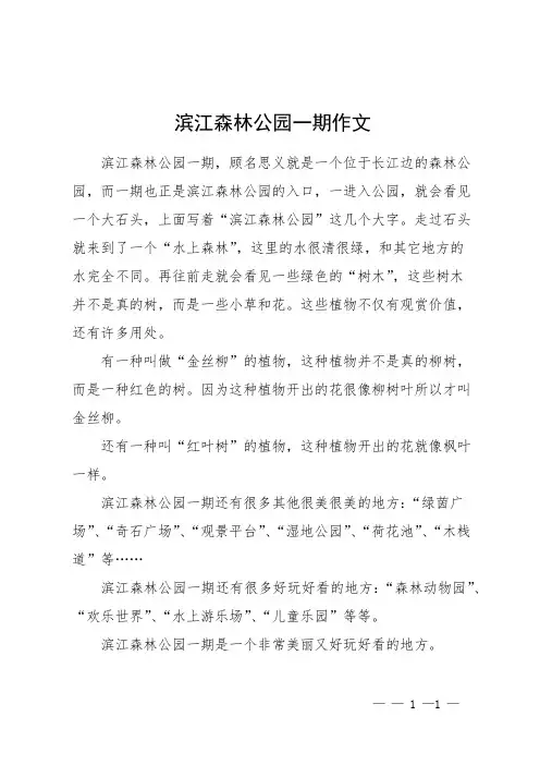 滨江森林公园一期作文