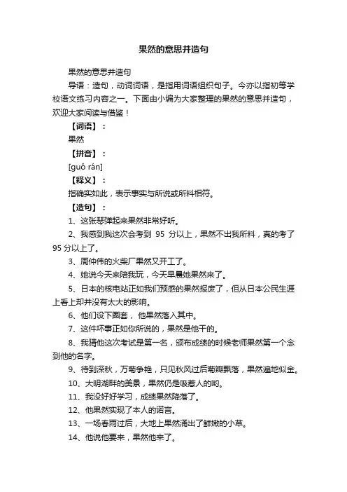 果然的意思并造句