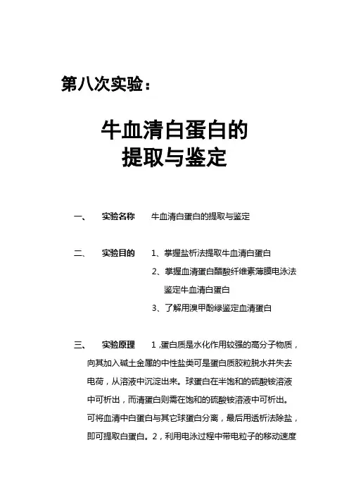 牛血清白蛋白的提取与鉴定