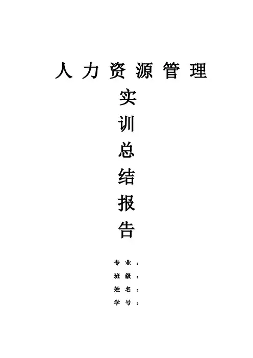 人力资源实训总结报告