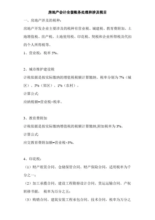 房地产会计全套账务处理1(非常全)(同名13977)