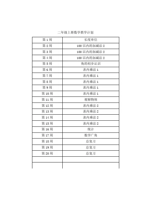 最新版人教版 小学二年级上册数学全册教案