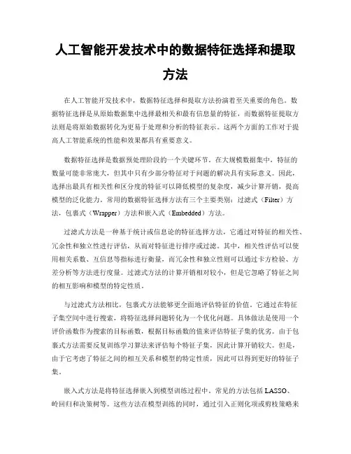 人工智能开发技术中的数据特征选择和提取方法