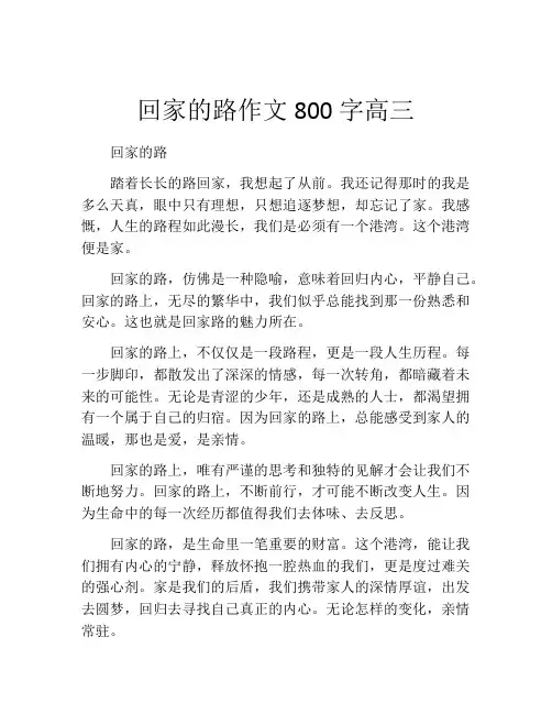 回家的路作文800字高三