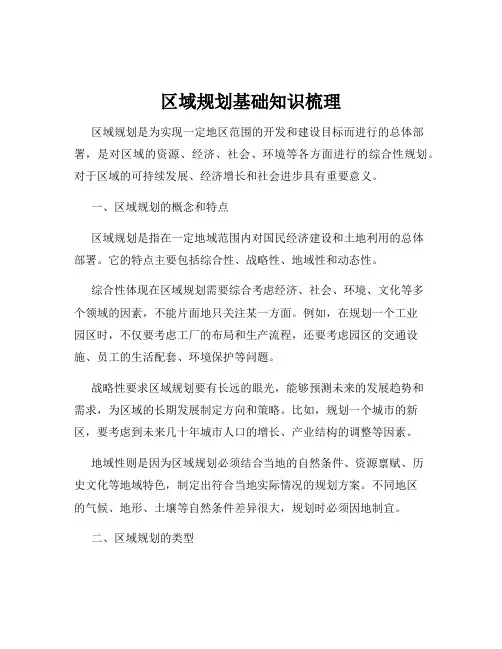 区域规划基础知识梳理