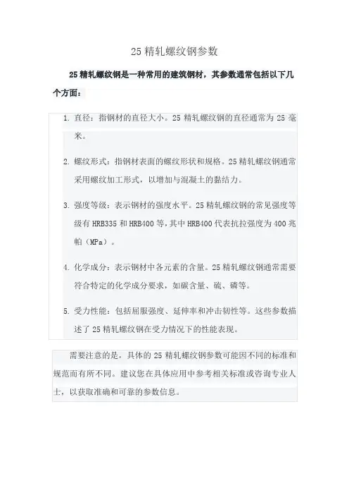 25精轧螺纹钢参数
