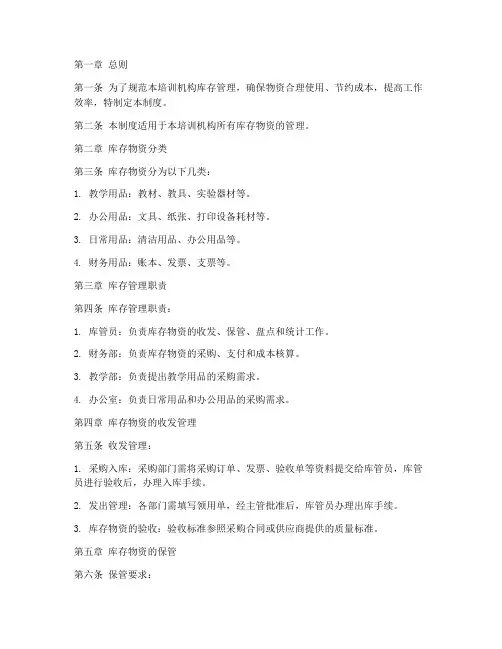 培训机构库存管理制度