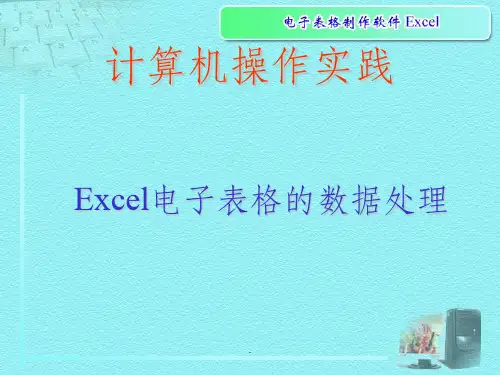 电子表格的数据处理PPT课件