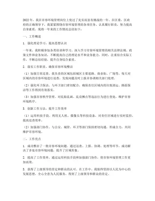 市容环境个人工作总结